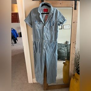 Short Sleeve Denim Jumpsuit